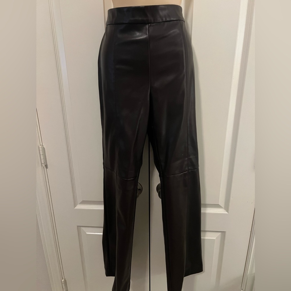 Ann Taylor chocolate brown flair bottom vegan leather pants, size 12. Excellent